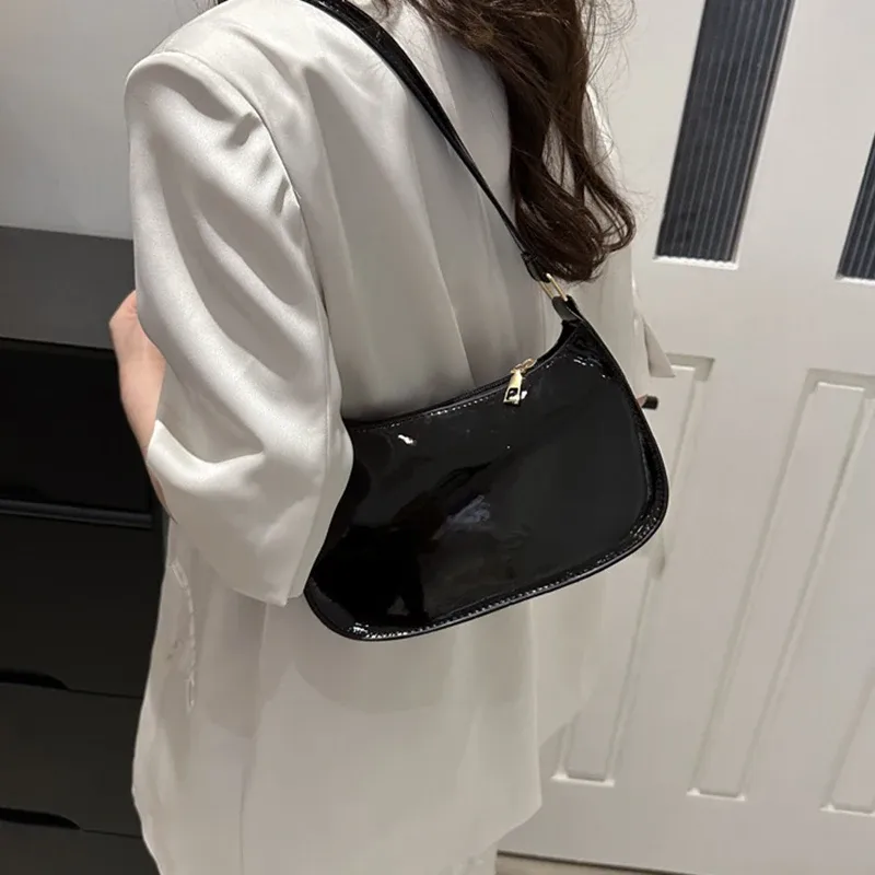 Retro Solid Color PU Leather Shoulder Bag - Women's Fashion Underarm Handbag, Casual Hobo Purse for Ladies thumbnail 5