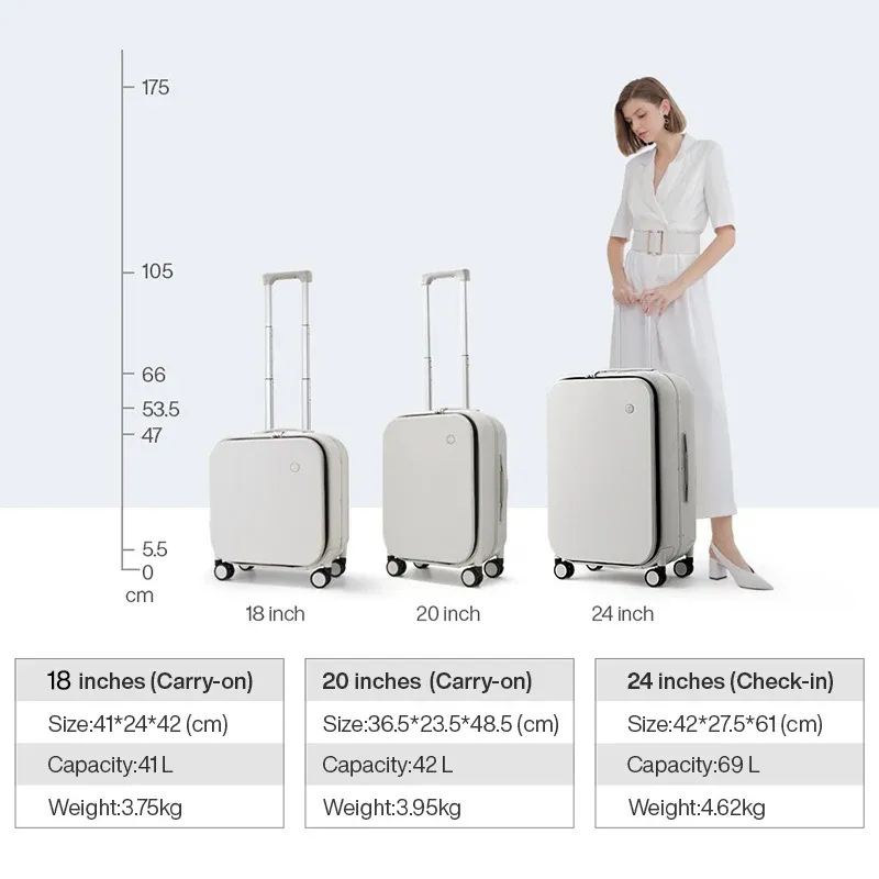 Mixi Patent Design Aluminum Frame Carry-On Luggage - 18" 20" 24" Rolling Suitcase with TSA Lock, Rock-Proof Laptop Compartment, 8 Spinner Wheels, and 3-Year Warranty thumbnail 6