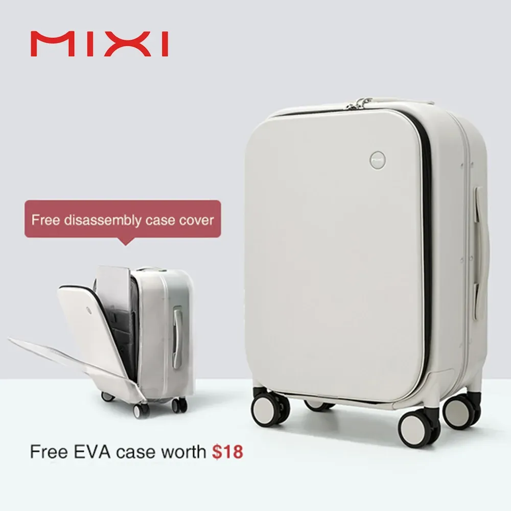 Mixi Patent Design Aluminum Frame Carry-On Luggage - 18" 20" 24" Rolling Suitcase with TSA Lock, Rock-Proof Laptop Compartment, 8 Spinner Wheels, and 3-Year Warranty