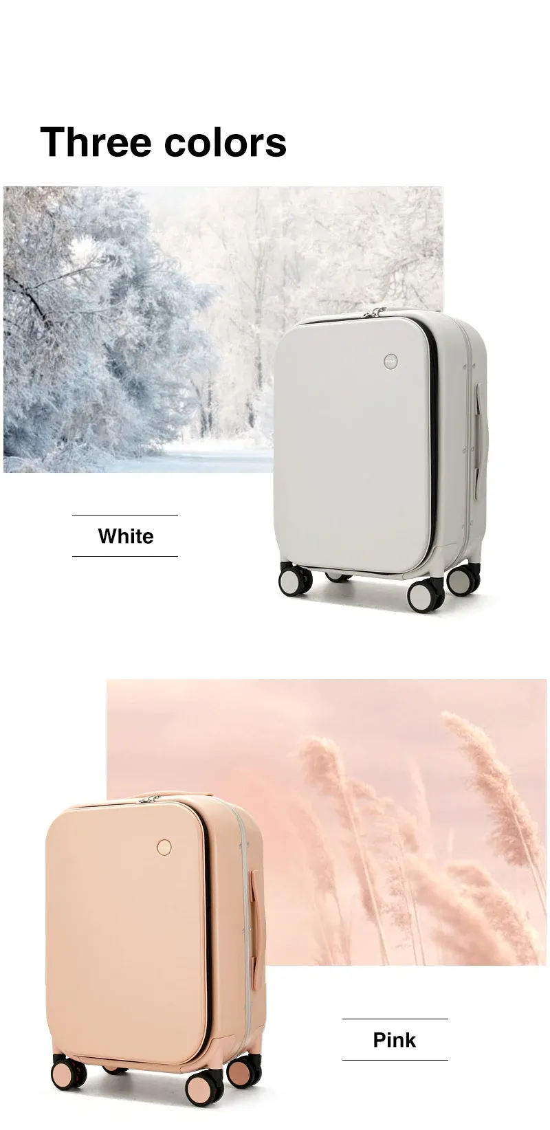 Mixi Patent Design Aluminum Frame Carry-On Luggage - 18" 20" 24" Rolling Suitcase with TSA Lock, Rock-Proof Laptop Compartment, 8 Spinner Wheels, and 3-Year Warranty showcase 29