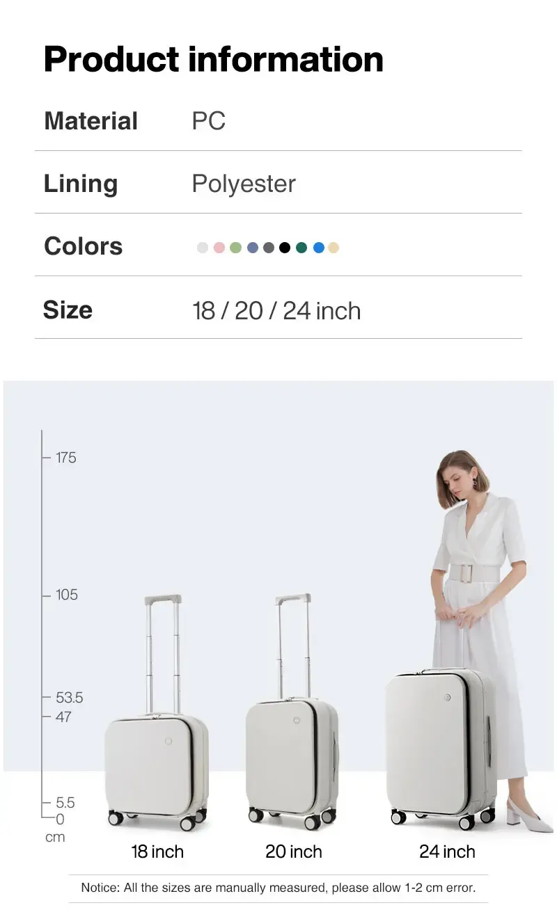 Mixi Patent Design Aluminum Frame Carry-On Luggage - 18" 20" 24" Rolling Suitcase with TSA Lock, Rock-Proof Laptop Compartment, 8 Spinner Wheels, and 3-Year Warranty showcase 30