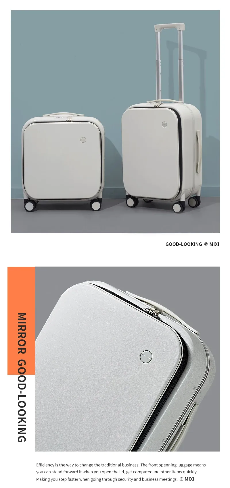 Mixi Patent Design Aluminum Frame Carry-On Luggage - 18" 20" 24" Rolling Suitcase with TSA Lock, Rock-Proof Laptop Compartment, 8 Spinner Wheels, and 3-Year Warranty showcase 21