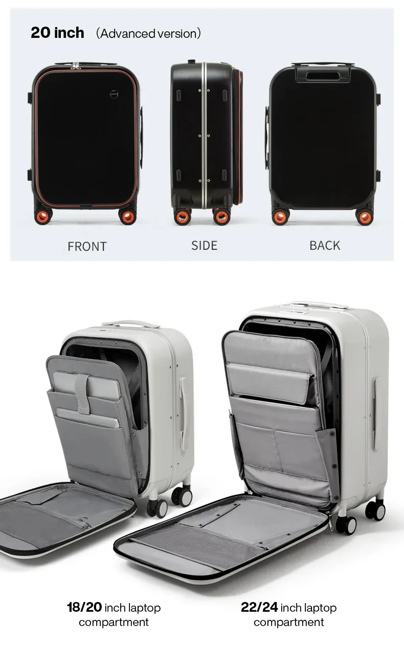 Mixi Patent Design Aluminum Frame Carry-On Luggage - 18" 20" 24" Rolling Suitcase with TSA Lock, Rock-Proof Laptop Compartment, 8 Spinner Wheels, and 3-Year Warranty showcase 34