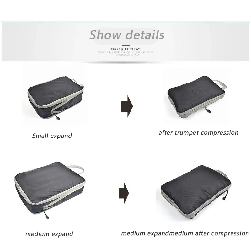 Foldable Compressible Packing Cubes Set - Waterproof Nylon Travel Storage Bags, Portable Luggage Organizers with Handbag for Suitcase showcase 4