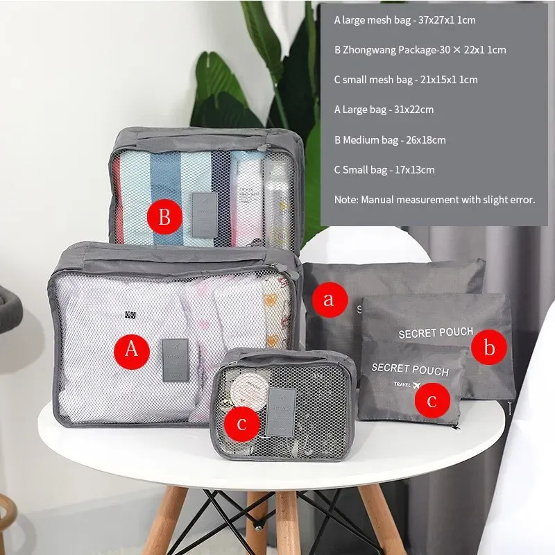 6-Piece Travel Clothes Storage Bag Set - Portable Luggage Organizer Cubes for Suitcase, Shoes, Toiletries, and Makeup - Durable Polyester, Breathable Design showcase 2