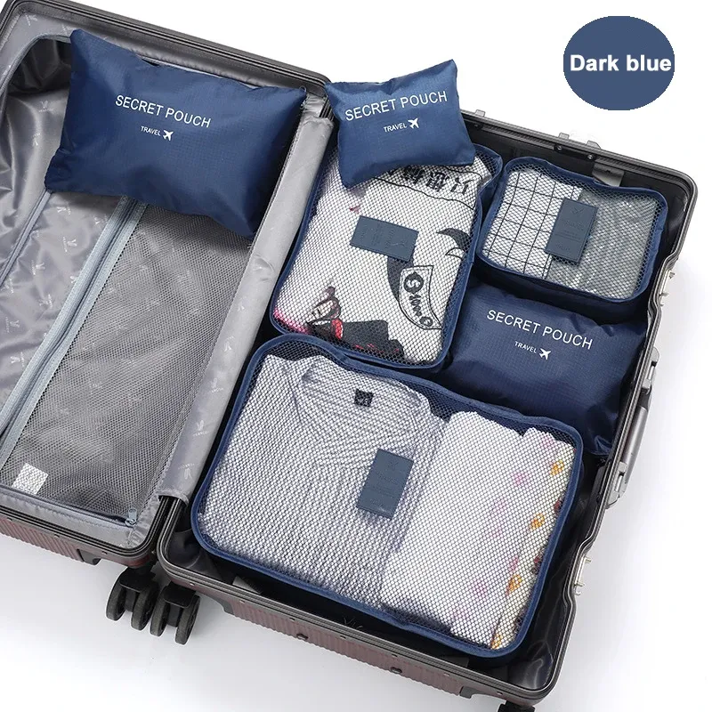 6-Piece Travel Clothes Storage Bag Set - Portable Luggage Organizer Cubes for Suitcase, Shoes, Toiletries, and Makeup - Durable Polyester, Breathable Design thumbnail 5