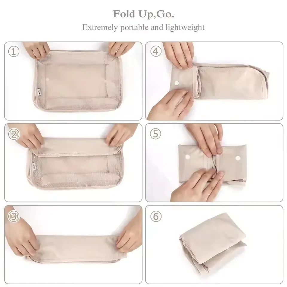 7-Piece Travel Luggage Organizer Set for Clothes and Shoes, Foldable Packing Cubes for Suitcases and Dormitories, Essential Storage Bags thumbnail 6