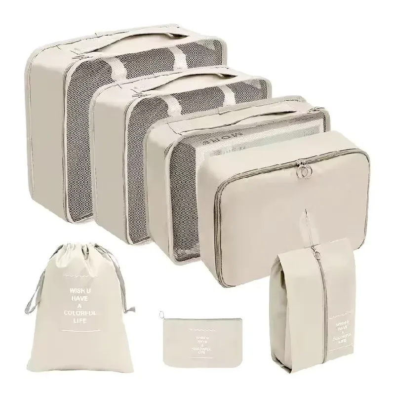 7-Piece Travel Luggage Organizer Set for Clothes and Shoes, Foldable Packing Cubes for Suitcases and Dormitories, Essential Storage Bags thumbnail 4