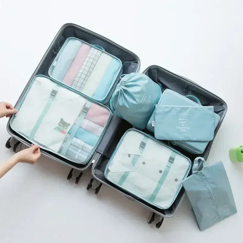 7-Piece Travel Luggage Organizer Set for Clothes and Shoes, Foldable Packing Cubes for Suitcases and Dormitories, Essential Storage Bags thumbnail 3