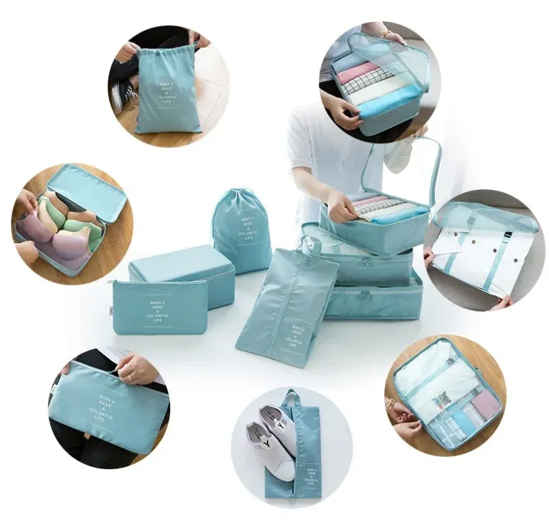 7-Piece Travel Luggage Organizer Set for Clothes and Shoes, Foldable Packing Cubes for Suitcases and Dormitories, Essential Storage Bags showcase 13