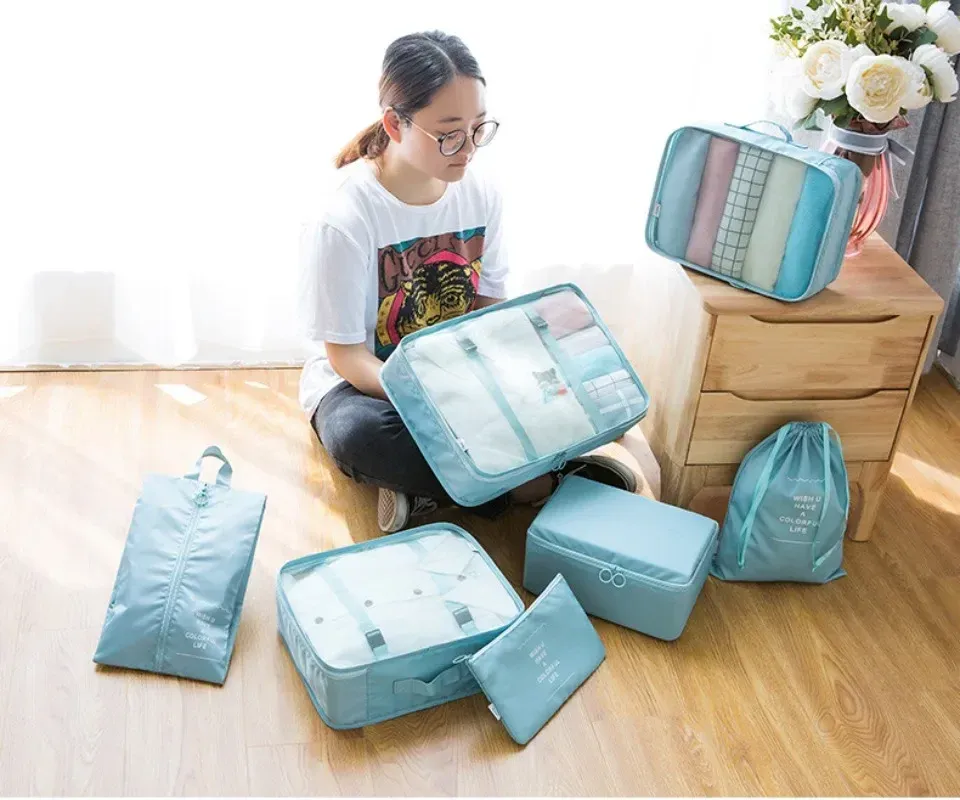 7-Piece Travel Luggage Organizer Set for Clothes and Shoes, Foldable Packing Cubes for Suitcases and Dormitories, Essential Storage Bags showcase 19