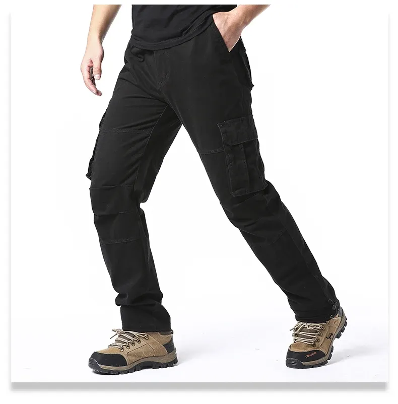 Men's Loose Fit Cotton Overalls Tactical Jogging Pants with Large Pockets Elastic Waist Casual Work Trousers for Outdoor Sports showcase 10