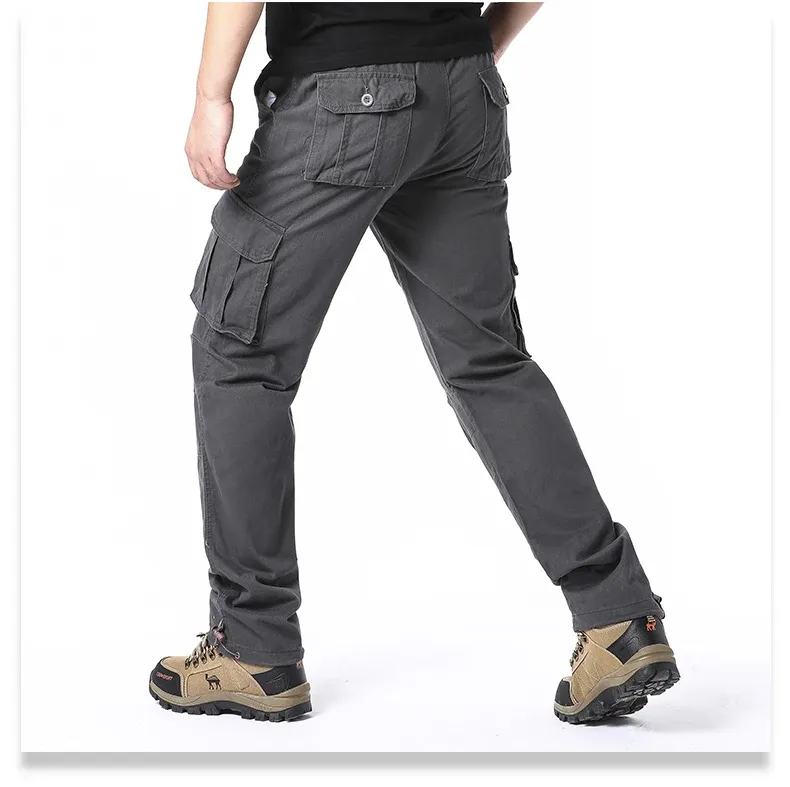 Men's Loose Fit Cotton Overalls Tactical Jogging Pants with Large Pockets Elastic Waist Casual Work Trousers for Outdoor Sports showcase 12