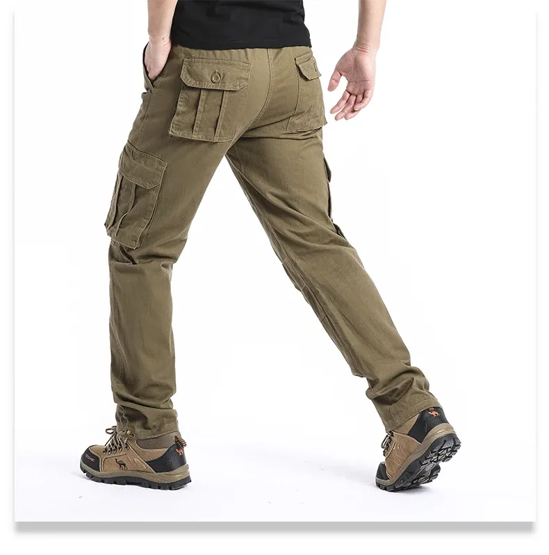Men's Loose Fit Cotton Overalls Tactical Jogging Pants with Large Pockets Elastic Waist Casual Work Trousers for Outdoor Sports showcase 4