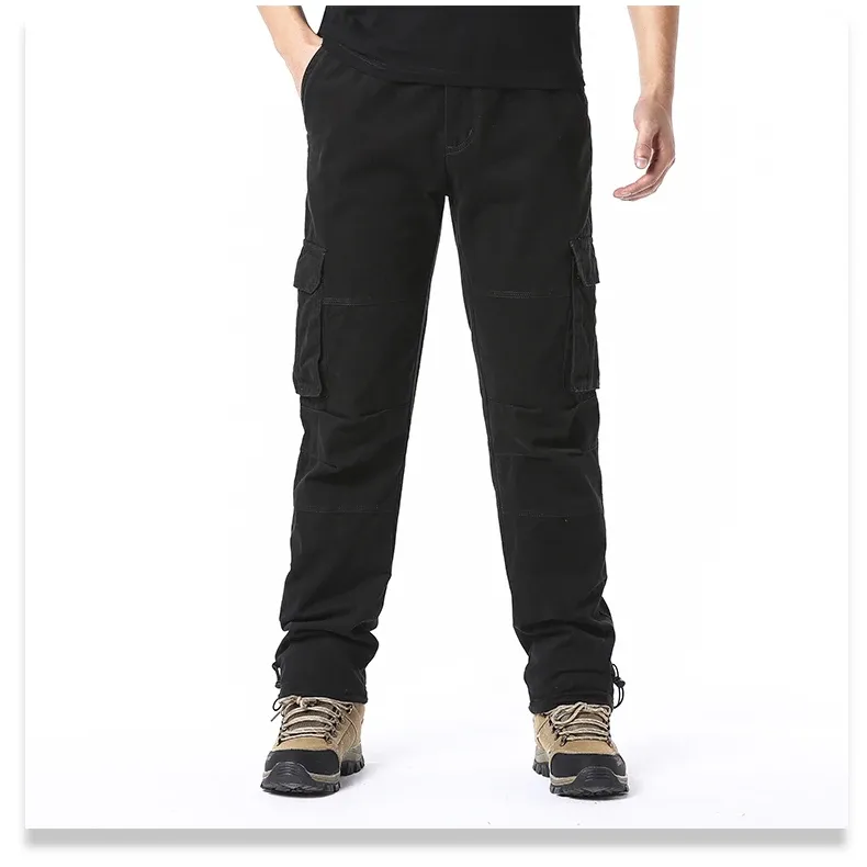 Men's Loose Fit Cotton Overalls Tactical Jogging Pants with Large Pockets Elastic Waist Casual Work Trousers for Outdoor Sports showcase 9