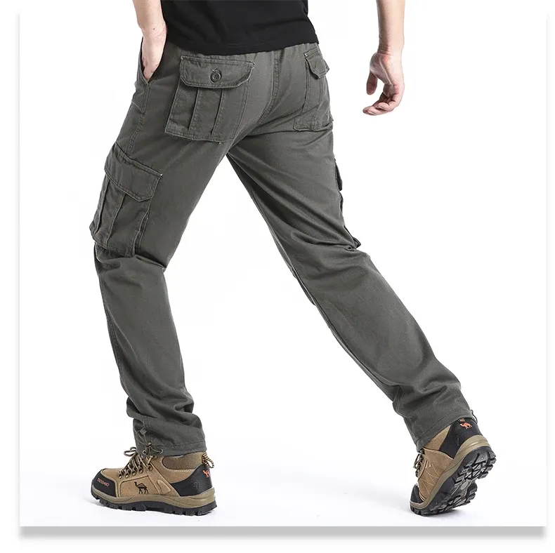 Men's Loose Fit Cotton Overalls Tactical Jogging Pants with Large Pockets Elastic Waist Casual Work Trousers for Outdoor Sports showcase 6