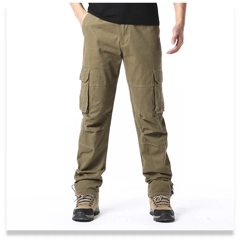 Men's Loose Fit Cotton Overalls Tactical Jogging Pants with Large Pockets Elastic Waist Casual Work Trousers for Outdoor Sports showcase 3