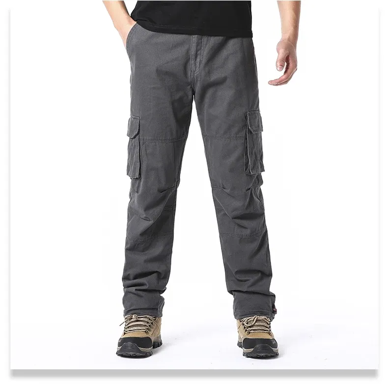 Men's Loose Fit Cotton Overalls Tactical Jogging Pants with Large Pockets Elastic Waist Casual Work Trousers for Outdoor Sports showcase 11