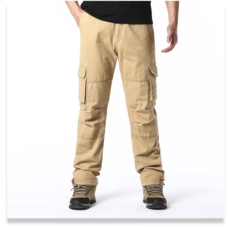 Men's Loose Fit Cotton Overalls Tactical Jogging Pants with Large Pockets Elastic Waist Casual Work Trousers for Outdoor Sports showcase 7