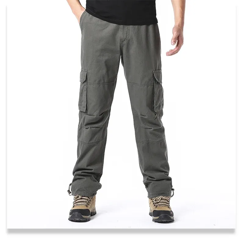 Men's Loose Fit Cotton Overalls Tactical Jogging Pants with Large Pockets Elastic Waist Casual Work Trousers for Outdoor Sports showcase 5