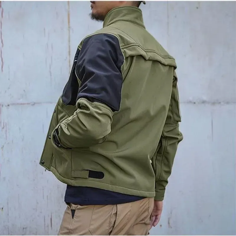 Waterproof Shark Skin Tactical Jacket & Cargo Pants Set for Men - Thicken Fleece Lined, Windproof, Soft Shell Combat Gear for Outdoor Activities thumbnail 2