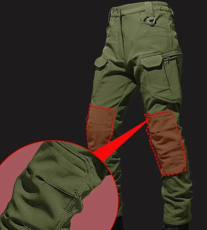 Waterproof Shark Skin Tactical Jacket & Cargo Pants Set for Men - Thicken Fleece Lined, Windproof, Soft Shell Combat Gear for Outdoor Activities showcase 21