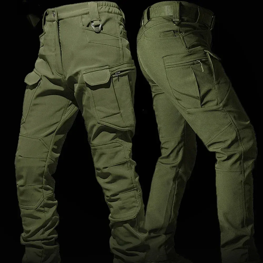 Waterproof Shark Skin Tactical Jacket & Cargo Pants Set for Men - Thicken Fleece Lined, Windproof, Soft Shell Combat Gear for Outdoor Activities showcase 9
