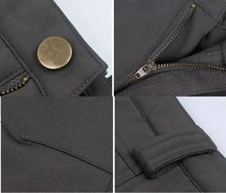 Waterproof Shark Skin Tactical Jacket & Cargo Pants Set for Men - Thicken Fleece Lined, Windproof, Soft Shell Combat Gear for Outdoor Activities showcase 29