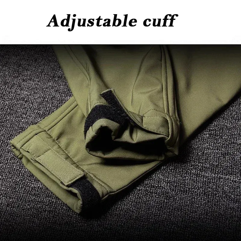 Waterproof Shark Skin Tactical Jacket & Cargo Pants Set for Men - Thicken Fleece Lined, Windproof, Soft Shell Combat Gear for Outdoor Activities showcase 24