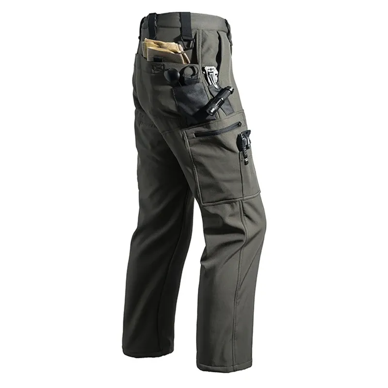 Men's Fleece Lined Softshell Cargo Pants - Warm, Waterproof Hiking, Fishing, Camping Trousers for Autumn/Winter Adventures showcase 12