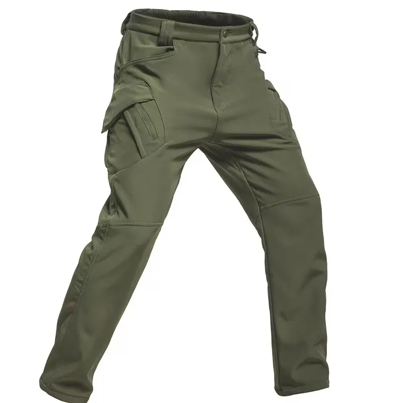 Men's Fleece Lined Softshell Cargo Pants - Warm, Waterproof Hiking, Fishing, Camping Trousers for Autumn/Winter Adventures showcase 5