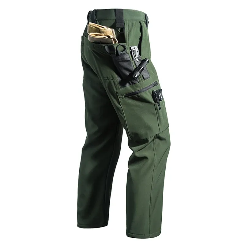 Men's Fleece Lined Softshell Cargo Pants - Warm, Waterproof Hiking, Fishing, Camping Trousers for Autumn/Winter Adventures showcase 11
