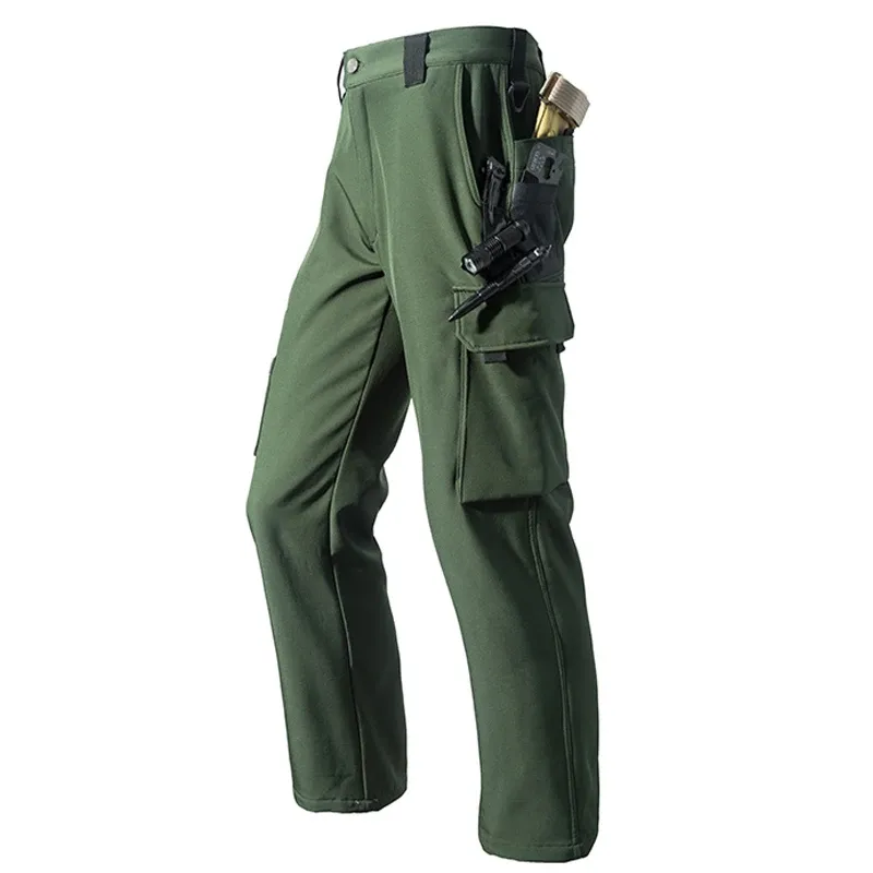 Men's Fleece Lined Softshell Cargo Pants - Warm, Waterproof Hiking, Fishing, Camping Trousers for Autumn/Winter Adventures showcase 15