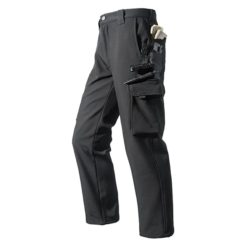 Men's Fleece Lined Softshell Cargo Pants - Warm, Waterproof Hiking, Fishing, Camping Trousers for Autumn/Winter Adventures showcase 16