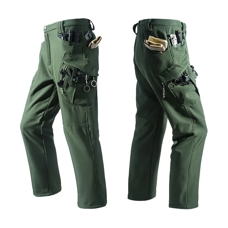 Men's Fleece Lined Softshell Cargo Pants - Warm, Waterproof Hiking, Fishing, Camping Trousers for Autumn/Winter Adventures showcase 25