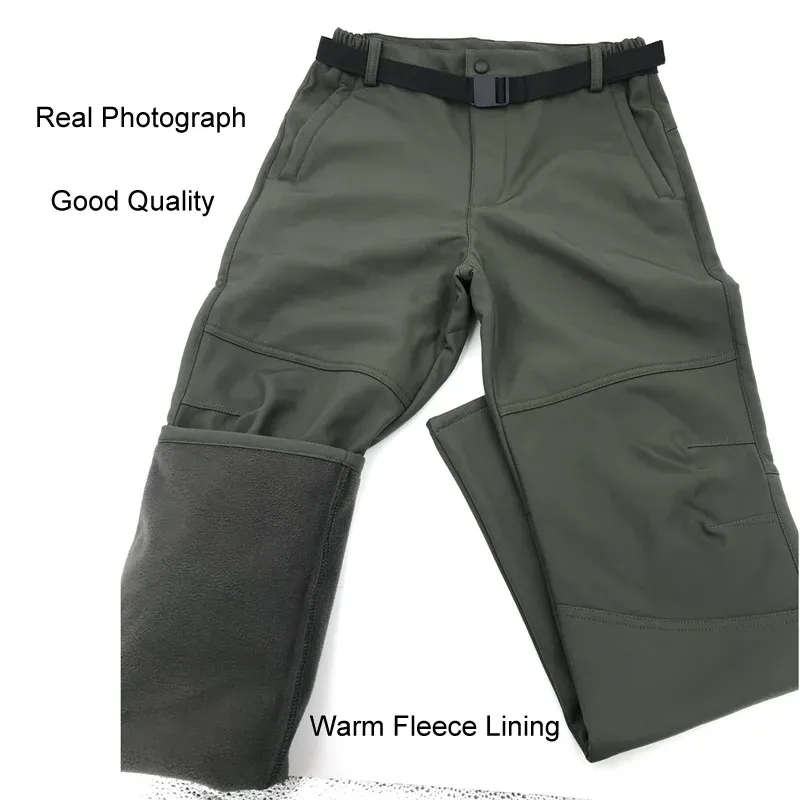 Men's Fleece Lined Softshell Cargo Pants - Warm, Waterproof Hiking, Fishing, Camping Trousers for Autumn/Winter Adventures showcase 33