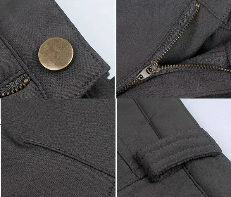 Men's Fleece Lined Softshell Cargo Pants - Warm, Waterproof Hiking, Fishing, Camping Trousers for Autumn/Winter Adventures showcase 2