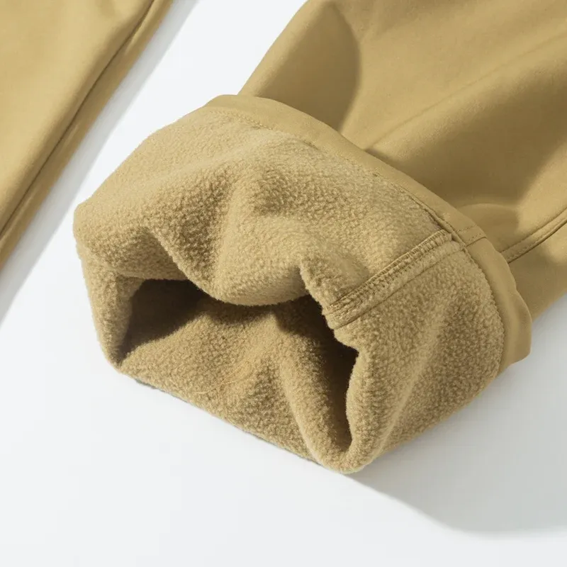 Men's Fleece Lined Softshell Cargo Pants - Warm, Waterproof Hiking, Fishing, Camping Trousers for Autumn/Winter Adventures thumbnail 6