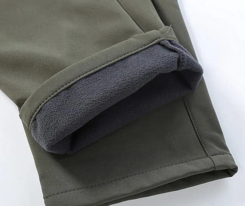 Men's Fleece Lined Softshell Cargo Pants - Warm, Waterproof Hiking, Fishing, Camping Trousers for Autumn/Winter Adventures showcase 30