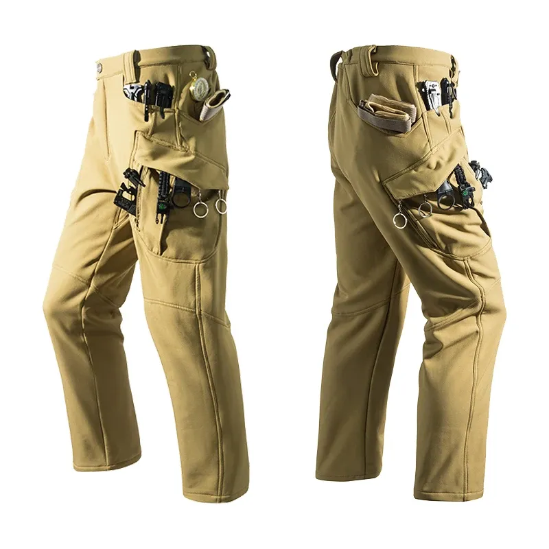 Men's Fleece Lined Softshell Cargo Pants - Warm, Waterproof Hiking, Fishing, Camping Trousers for Autumn/Winter Adventures showcase 28