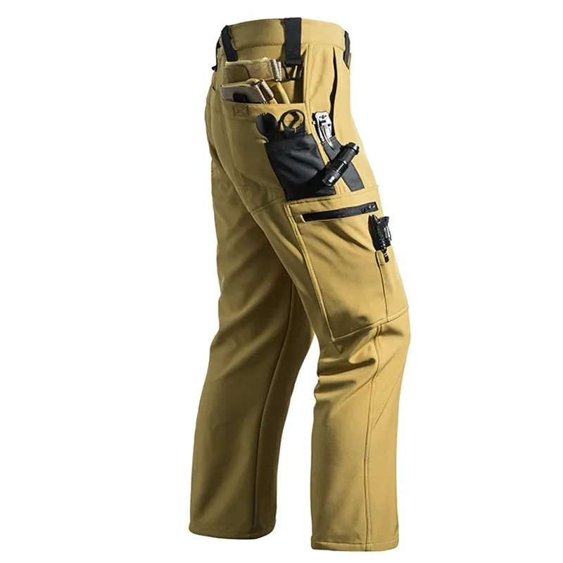 Men's Fleece Lined Softshell Cargo Pants - Warm, Waterproof Hiking, Fishing, Camping Trousers for Autumn/Winter Adventures showcase 10