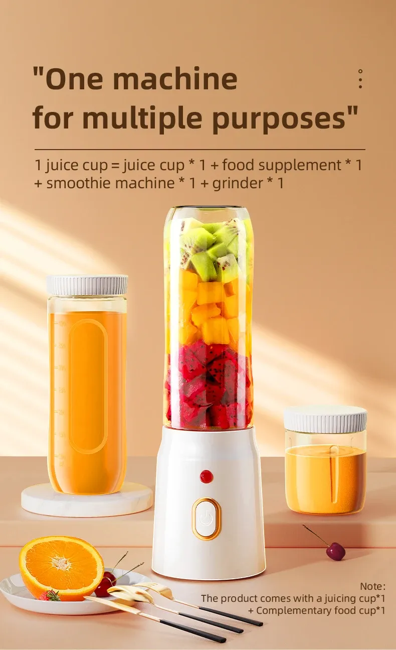 500ML Portable Electric Blender 40W USB Rechargeable Cordless Juicer Cup for Smoothies, Milkshakes, and Juices - Powerful 21000 RPM Motor, Easy to Carry showcase 5