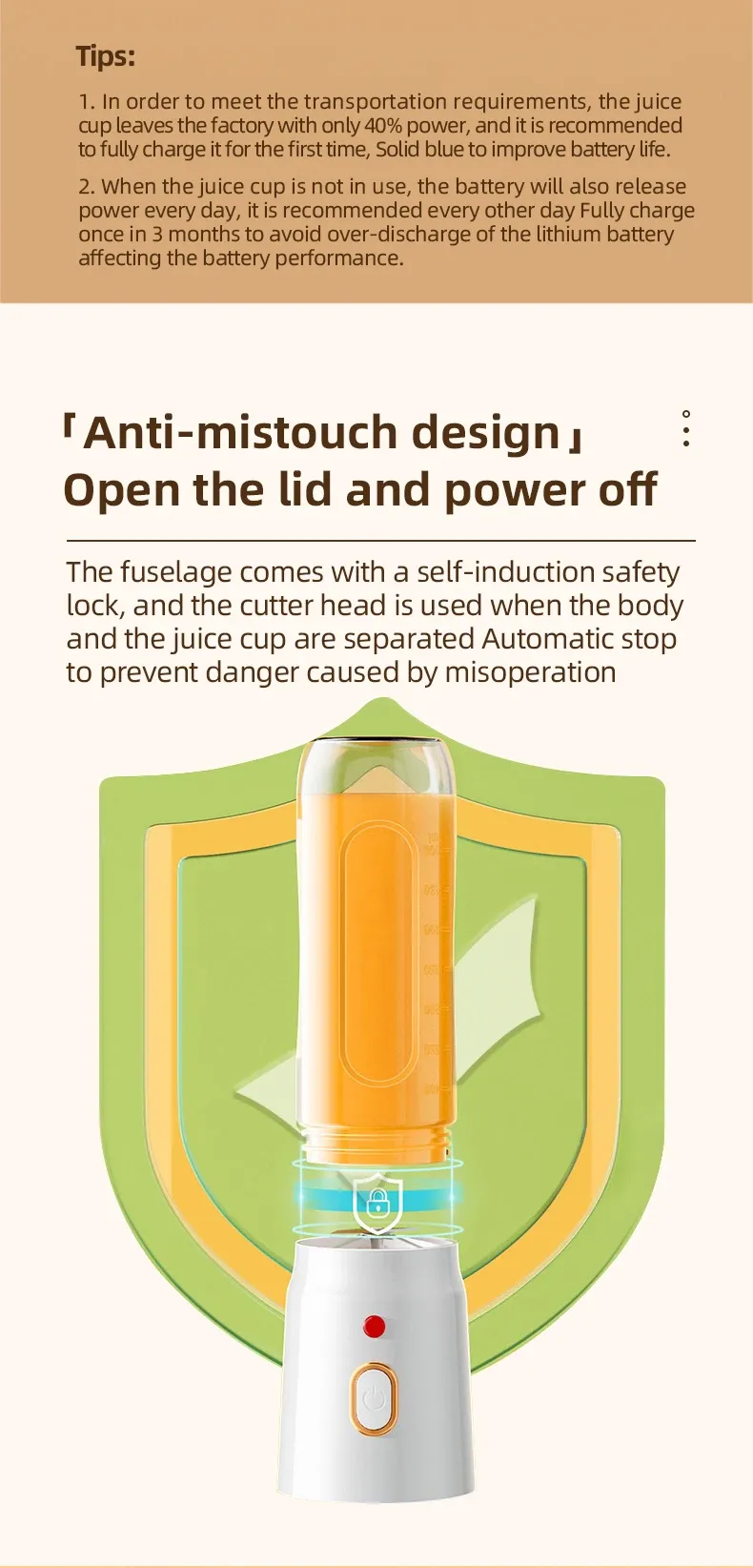 500ML Portable Electric Blender 40W USB Rechargeable Cordless Juicer Cup for Smoothies, Milkshakes, and Juices - Powerful 21000 RPM Motor, Easy to Carry showcase 10
