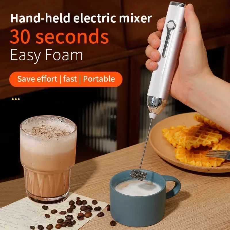 Rechargeable Mini Milk Frother - 3 Speed USB-C Handheld Electric Whisk for Coffee, Lattes, Cappuccinos, Smoothies - Portable Kitchen Tool showcase 1