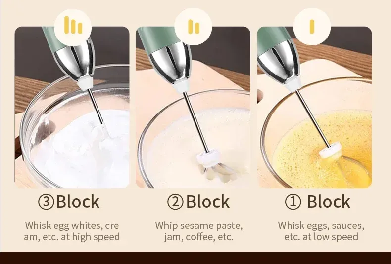 Rechargeable Mini Milk Frother - 3 Speed USB-C Handheld Electric Whisk for Coffee, Lattes, Cappuccinos, Smoothies - Portable Kitchen Tool showcase 8