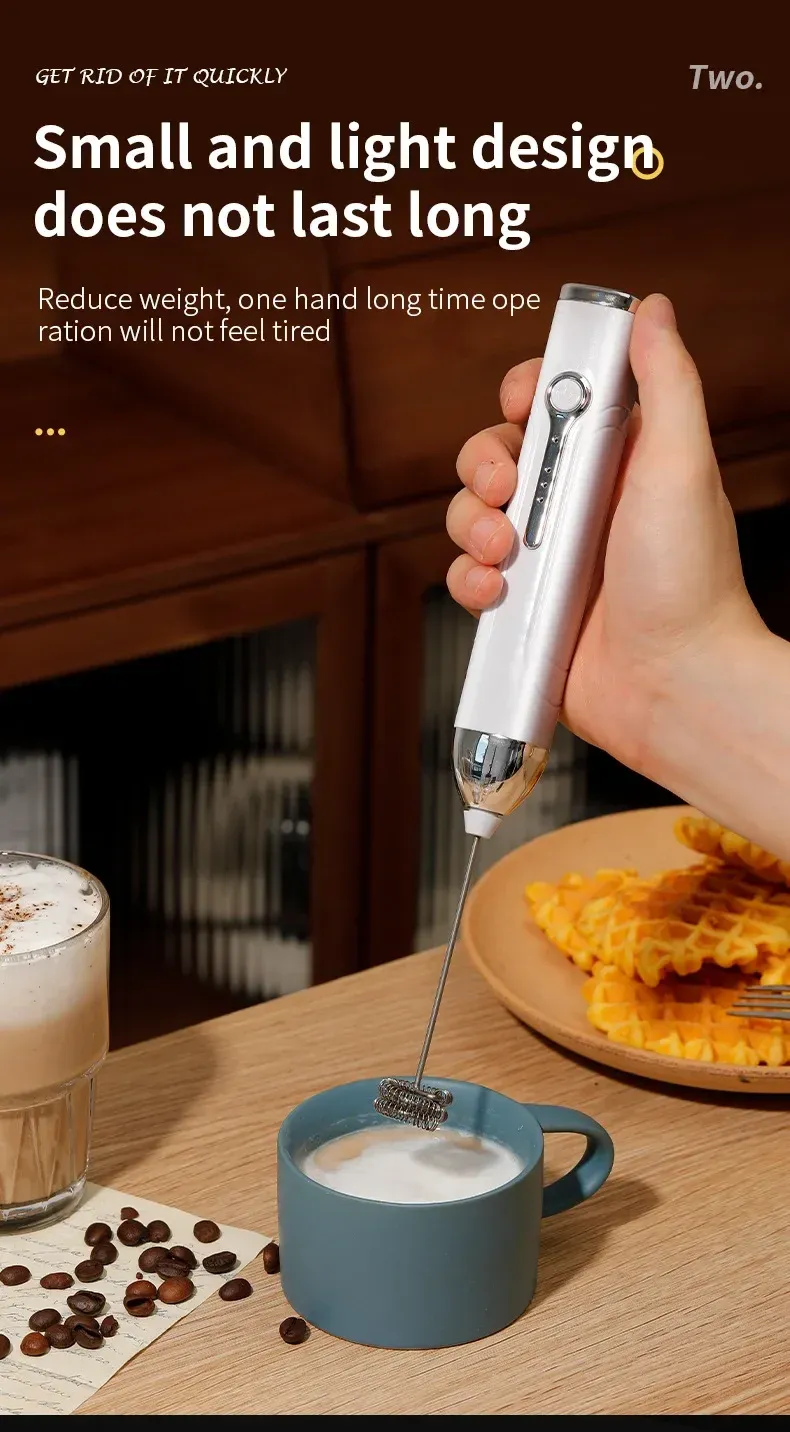 Rechargeable Mini Milk Frother - 3 Speed USB-C Handheld Electric Whisk for Coffee, Lattes, Cappuccinos, Smoothies - Portable Kitchen Tool showcase 9