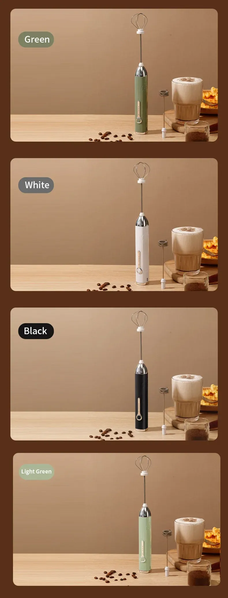Rechargeable Mini Milk Frother - 3 Speed USB-C Handheld Electric Whisk for Coffee, Lattes, Cappuccinos, Smoothies - Portable Kitchen Tool showcase 16