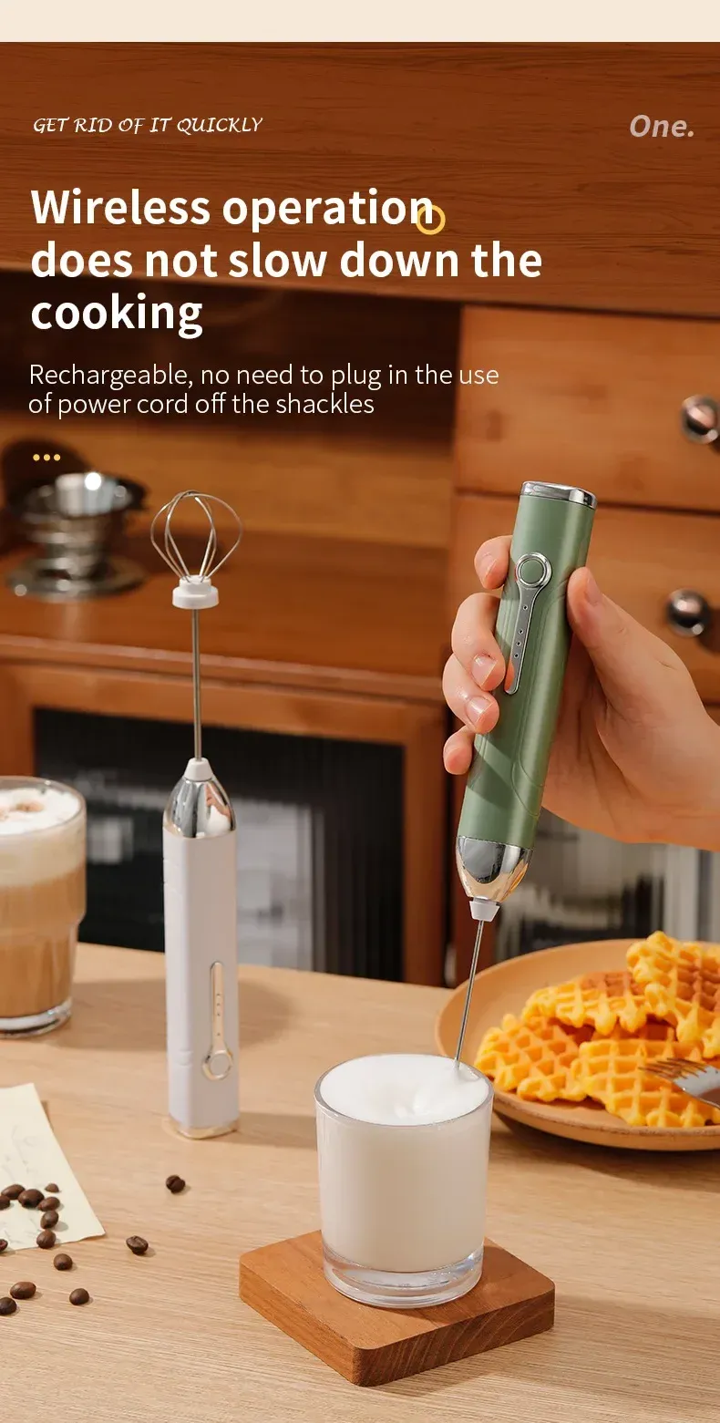 Rechargeable Mini Milk Frother - 3 Speed USB-C Handheld Electric Whisk for Coffee, Lattes, Cappuccinos, Smoothies - Portable Kitchen Tool showcase 6