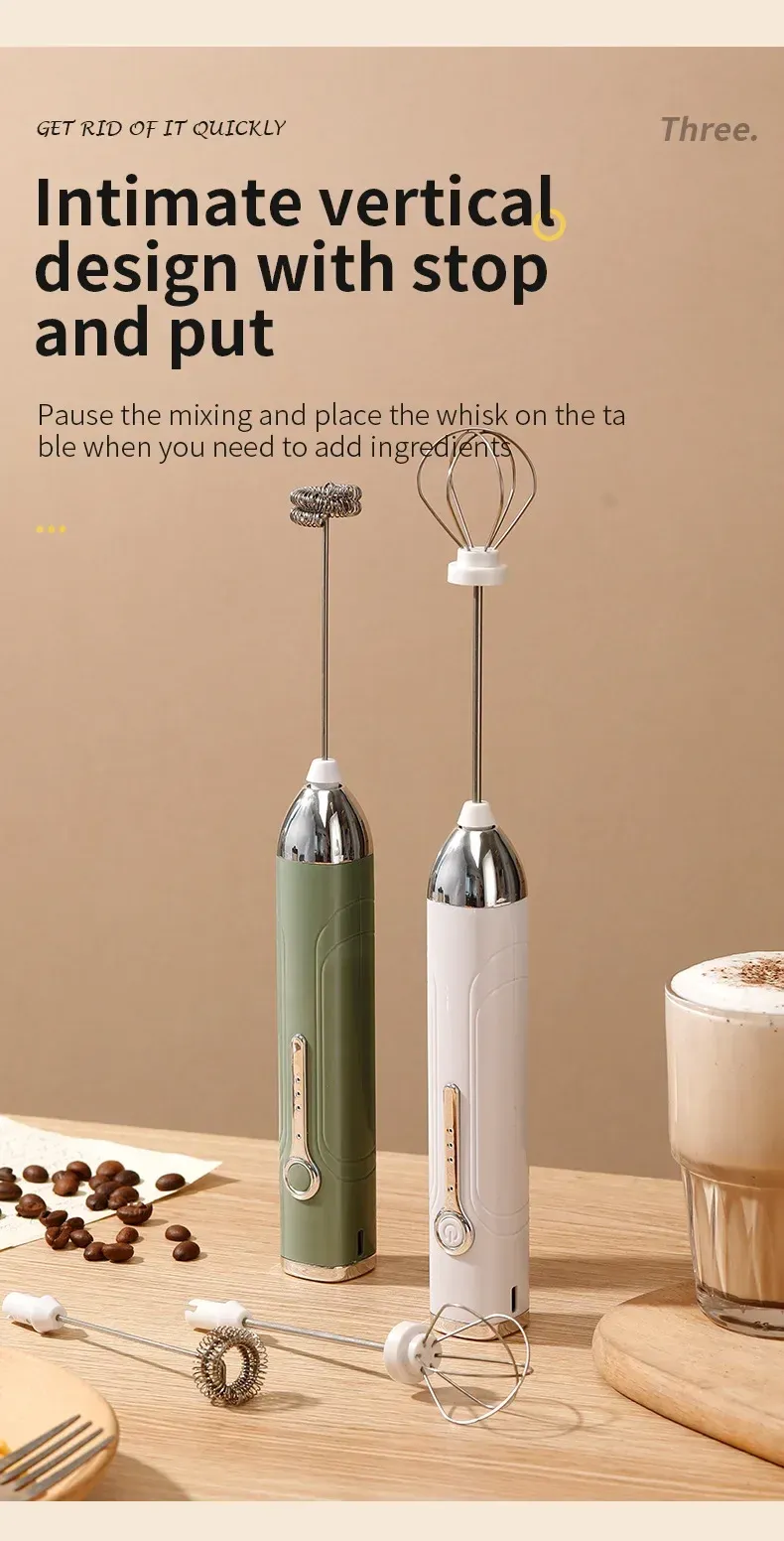 Rechargeable Mini Milk Frother - 3 Speed USB-C Handheld Electric Whisk for Coffee, Lattes, Cappuccinos, Smoothies - Portable Kitchen Tool showcase 12