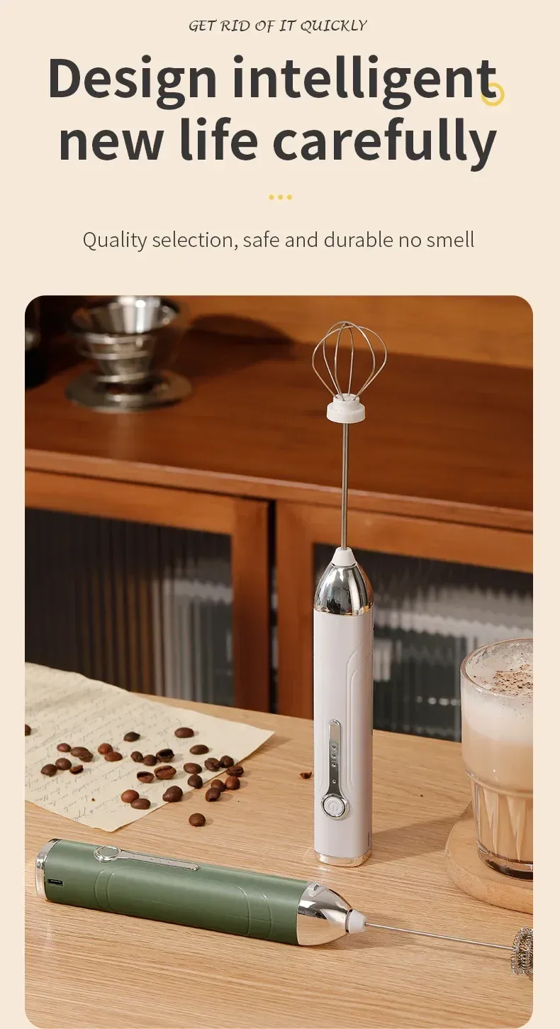 Rechargeable Mini Milk Frother - 3 Speed USB-C Handheld Electric Whisk for Coffee, Lattes, Cappuccinos, Smoothies - Portable Kitchen Tool showcase 13